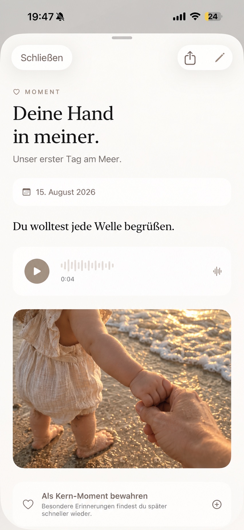 A ReMemyu memory with a photo, text and a voice recording